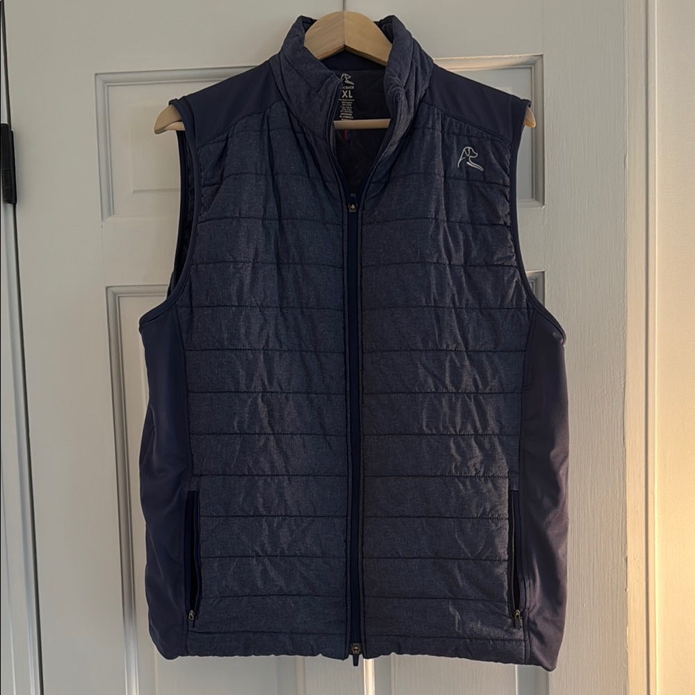 Rhoback Blue Quilted Vest with Stand-Up Collar